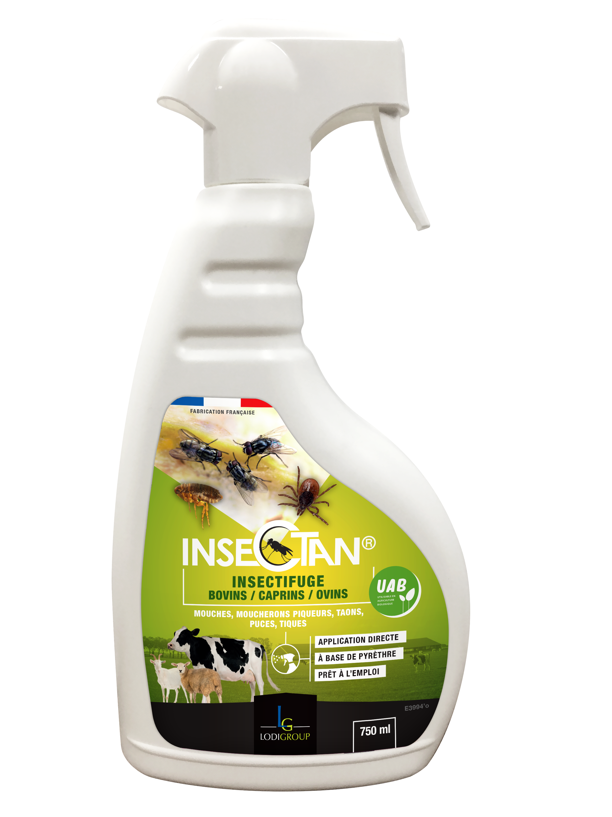 Flacon Insect INSECTAN INSECTIFUGE Bovins Caprins Ovins Flacon 750 ml Protection ...